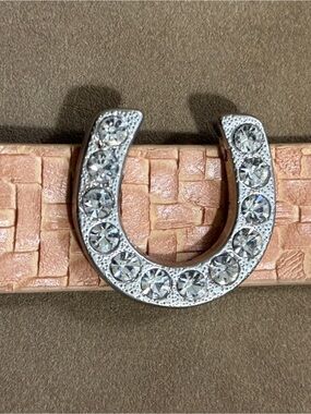 Peach Leatherette Crystal Accent Bracelet/Strap
